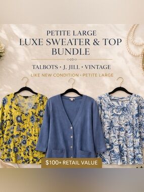 PETITE LARGE Luxe Sweater Bundle ✨ Talbots J. Jill Blue Floral Like New